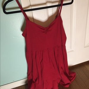Red Fitted Top Flowy Bottom Short Red Dress